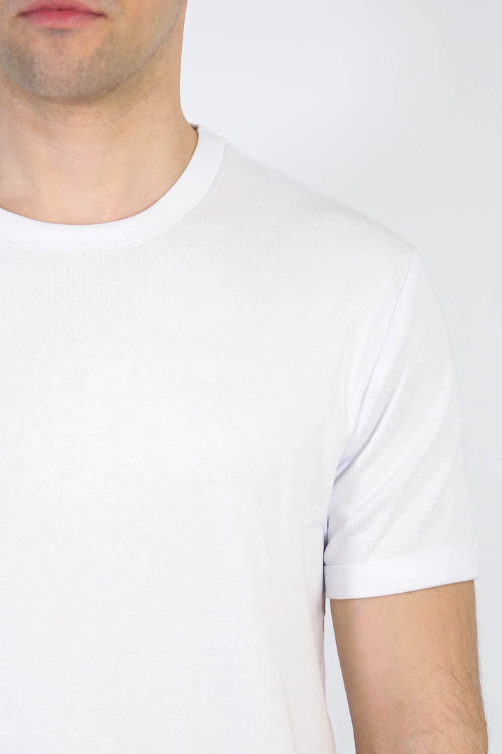 VELVARDE DÜZ BİSİKLET YAKA TSHIRT BEYAZ (1881)