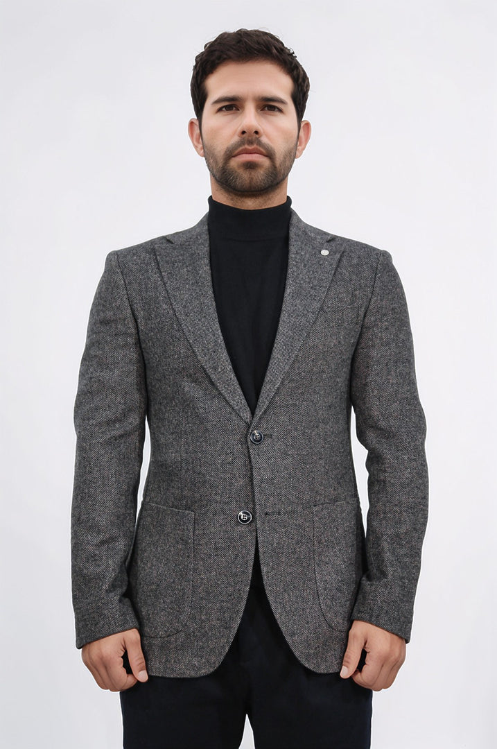 slim fit mono yaka astarsız koyu kahverengi tek ceket