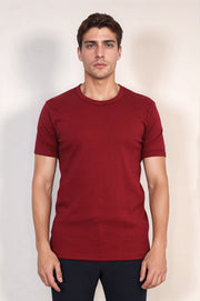 VELVARDE DÜZ BİSİKLET YAKA TSHIRT KİREMİT (1881)