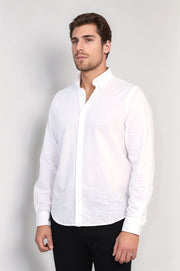 VELVARDE DÜZ KETEN GÖMLEK BEYAZ 