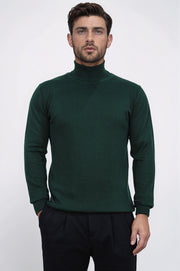 tam balıkçı koyu yeşil triko kazak 