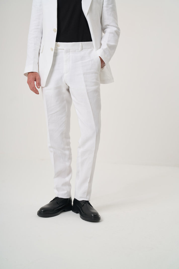 KETEN SLIM PANTOLON BEYAZ