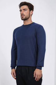 bisiklet yaka petek örgü lacivert triko kazak 