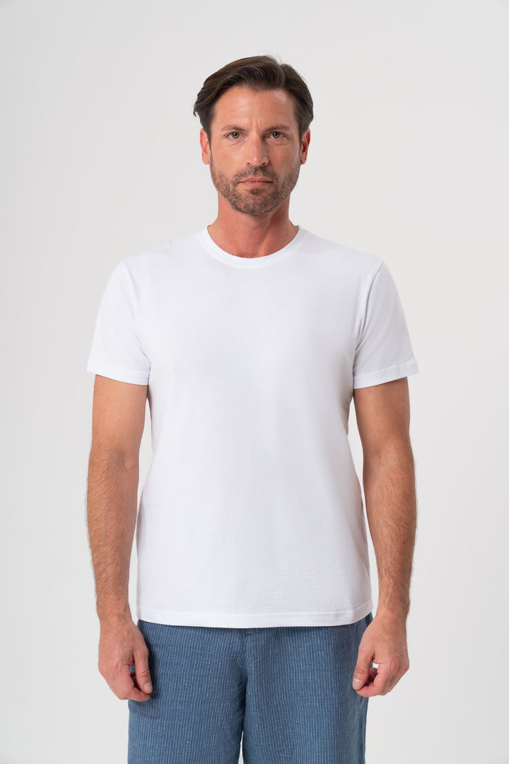 KIRIK BEYAZ KISA KOL T-SHIRT