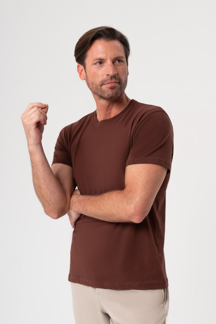 KAHVERENGİ KISA KOL T-SHIRT