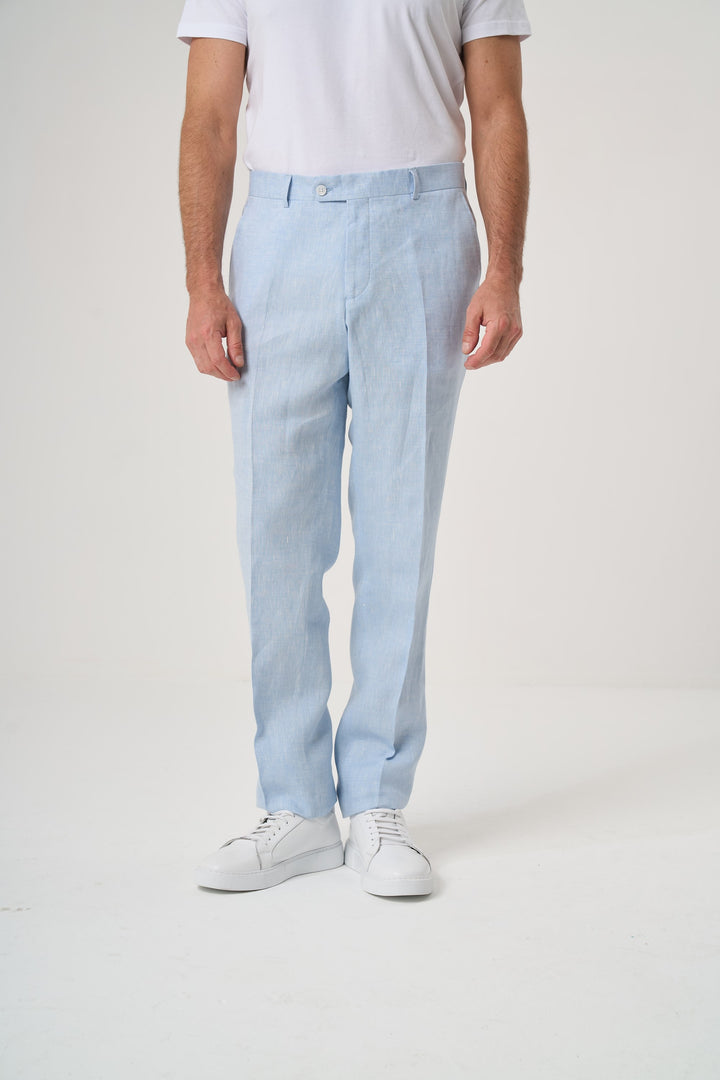 KETEN SLIM PANTOLON AÇIK MAVİ