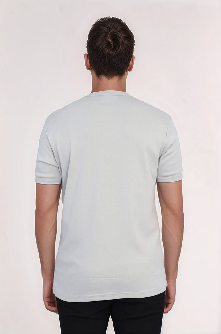 VELVARDE DÜZ BİSİKLET YAKA TSHIRT AÇIK YEŞİL(1881)