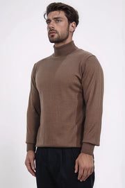 tam balıkçı koyu bej triko kazak 