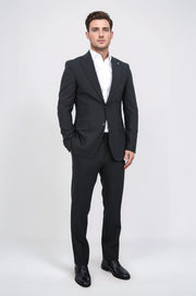 Slim fit mono yaka siyah takım elbise 