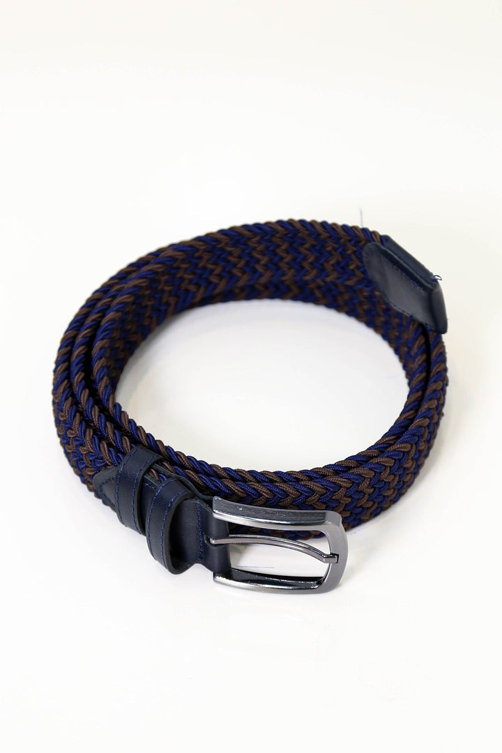 örgü kemer lacivert-kahverengi