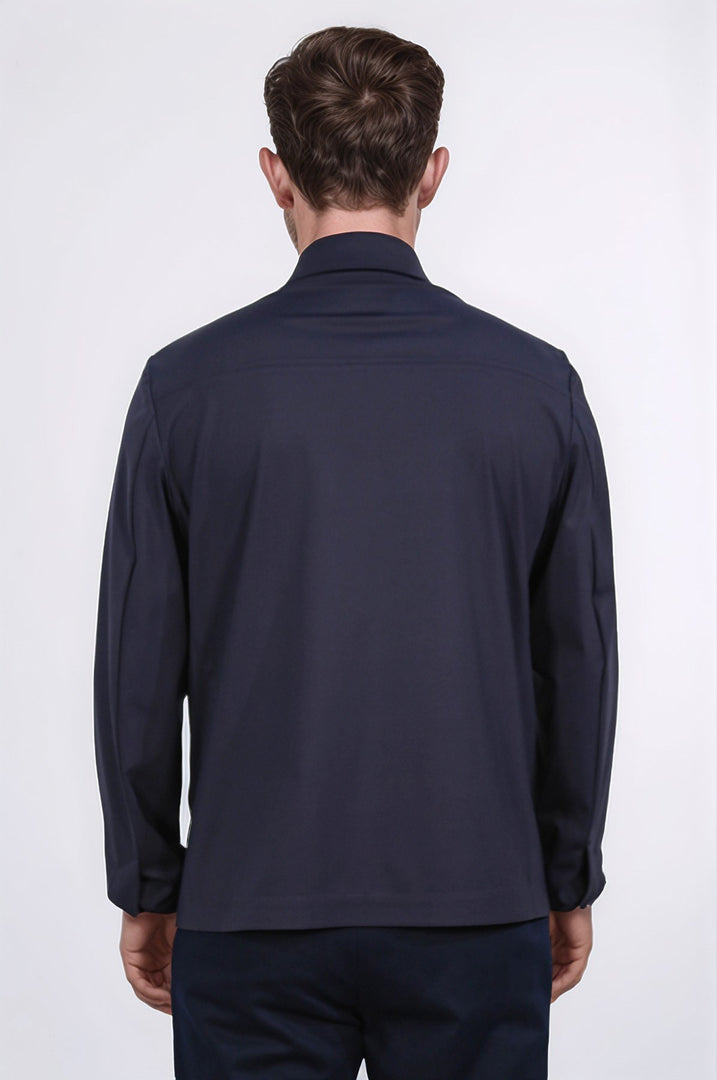 comfort fit bi-strech hafif dokulu lacivert astarsız gömlek ceket 