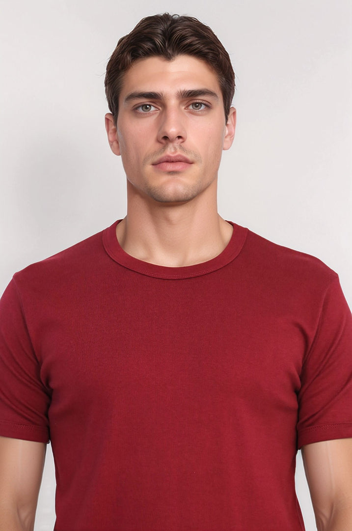 VELVARDE DÜZ BİSİKLET YAKA TSHIRT KİREMİT (1881)