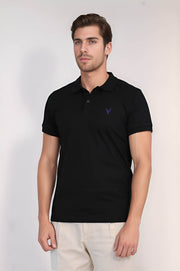 VELVARDE POLO YAKA TSHIRT SİYAH (1815)