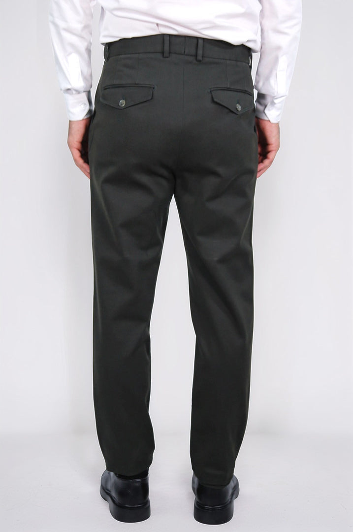 toka detaylı duble paça yeşil tek pantolon 