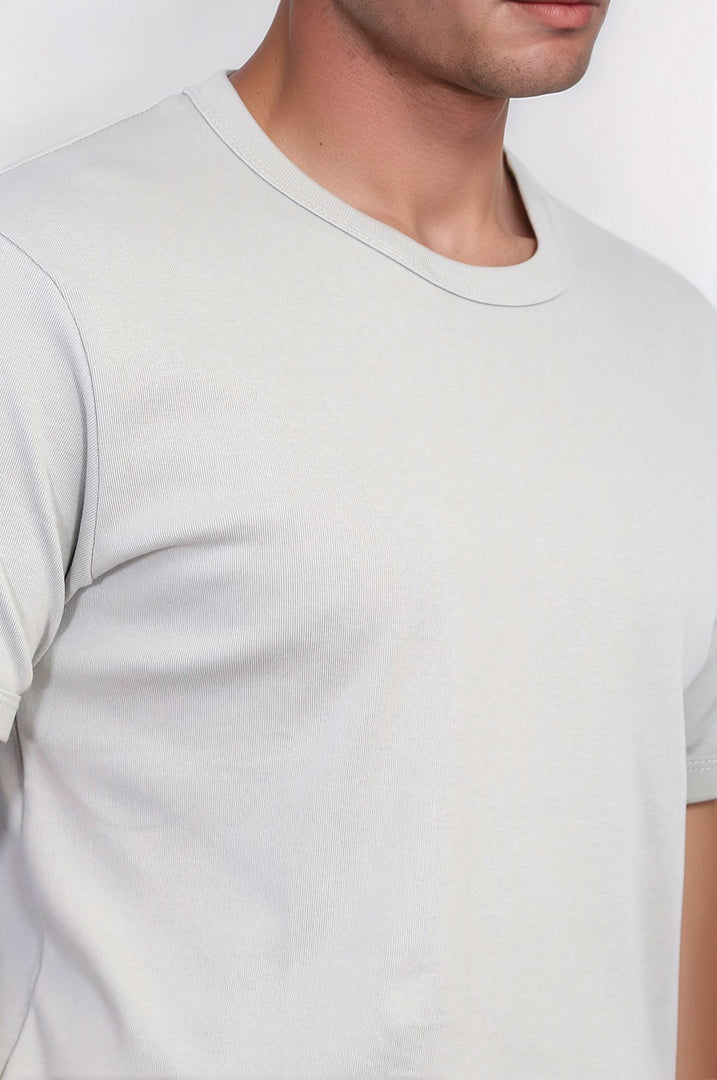 VELVARDE DÜZ BİSİKLET YAKA TSHIRT AÇIK YEŞİL(1881)