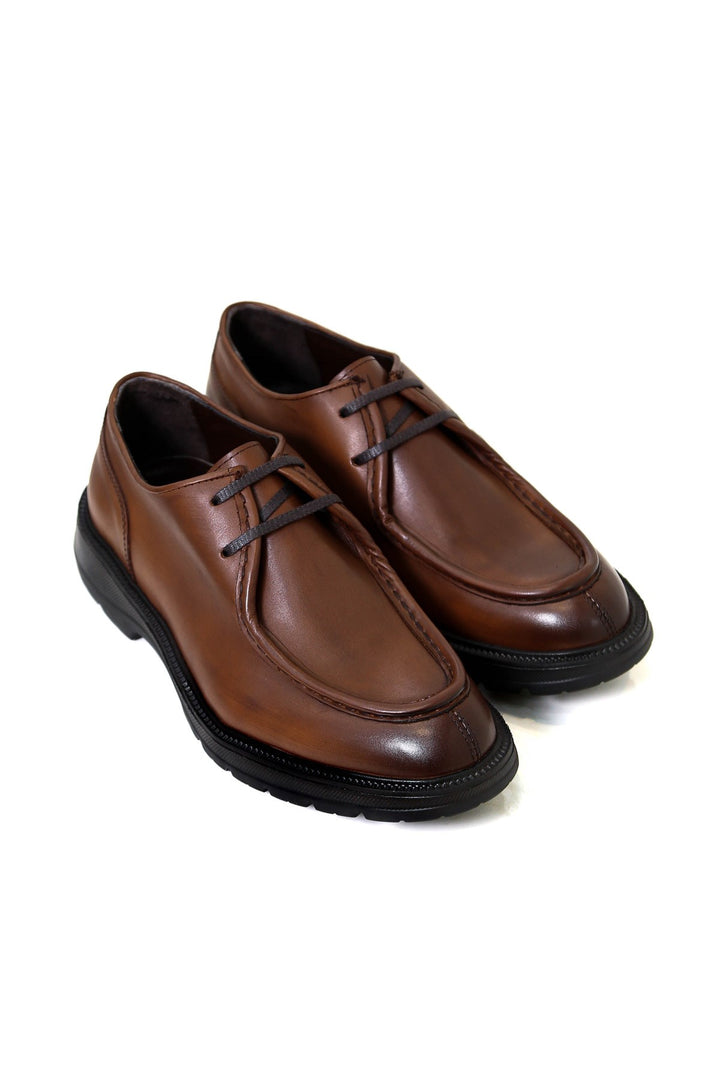 deri oxford kalın tabanlı taba ayakkabı 