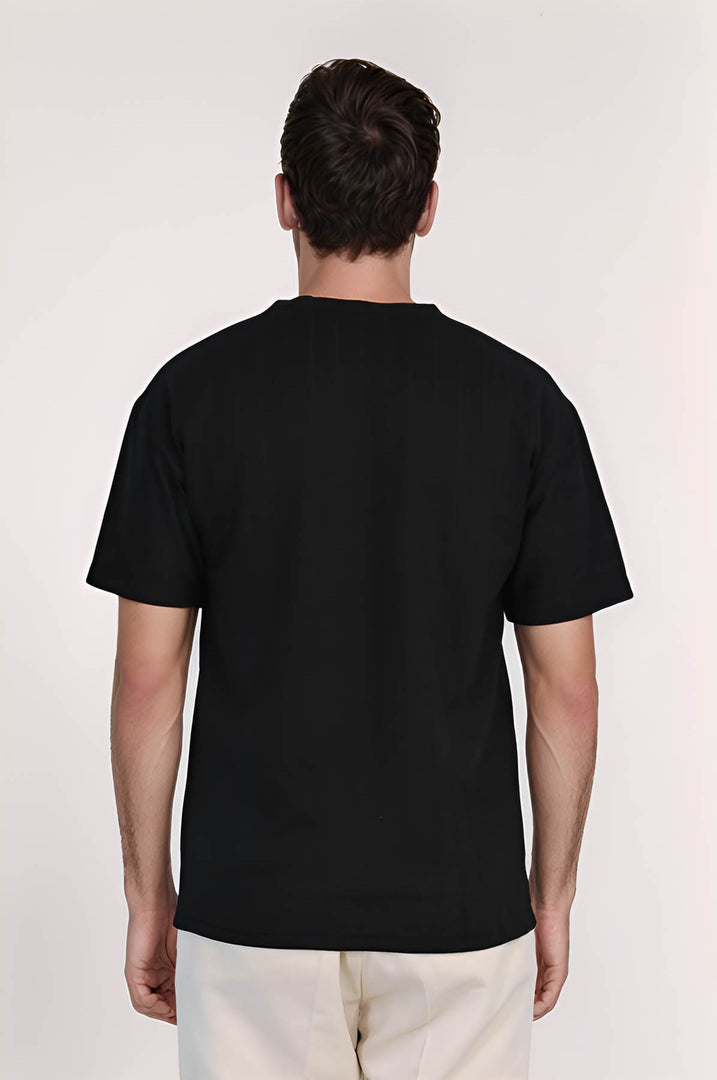 VELVARDE BİSİKLET YAKA ÇİZGİLİ TSHIRT SİYAH (1818)