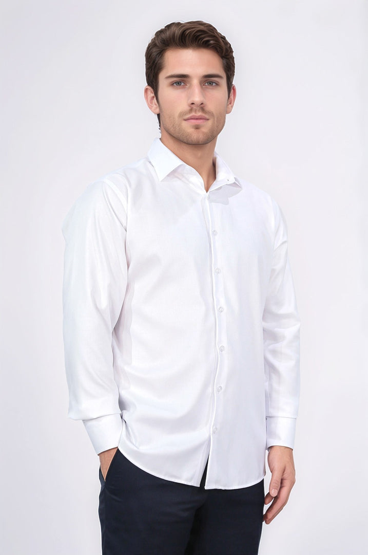 slim fit saten italyan yaka beyaz gömlek