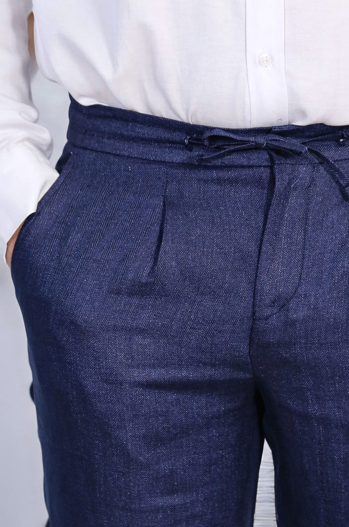 VELVARDE JOGGER+İPLİ LASTLİKLİ PANT. NAVY
