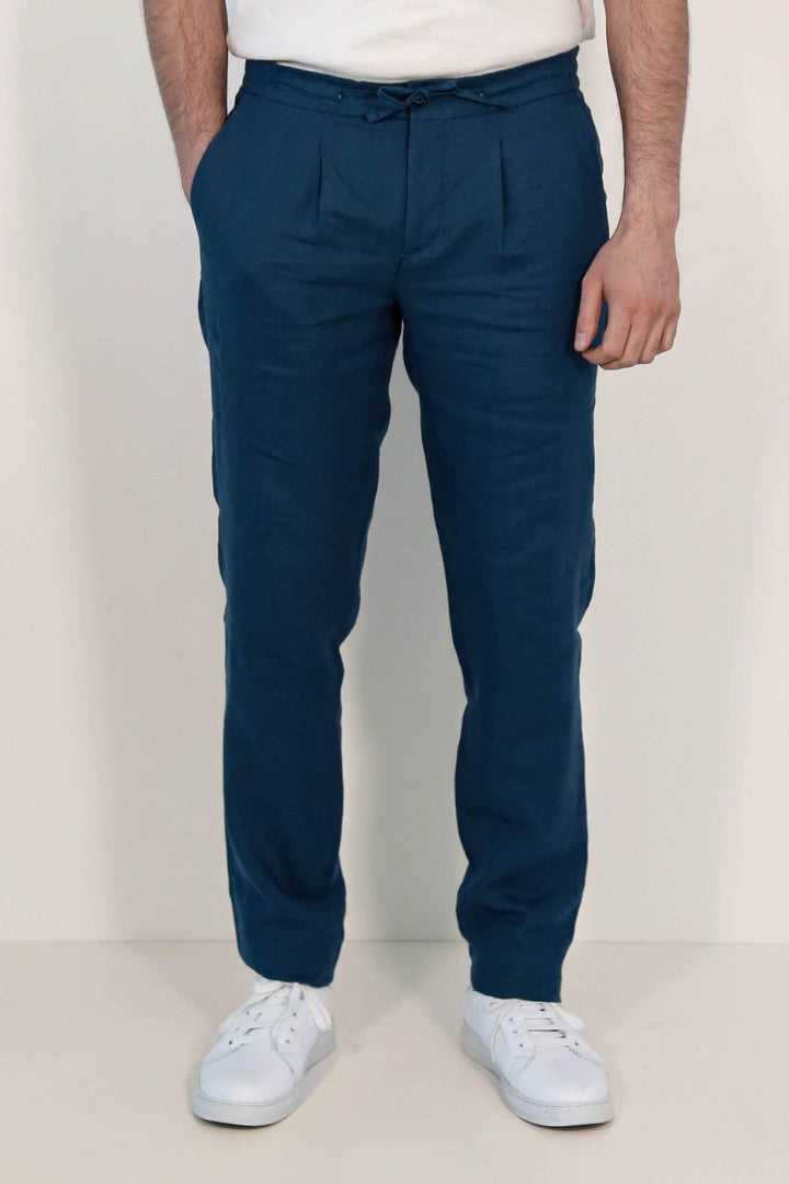 VELVARDE KETEN JOGGER+İPLİ LASTLİKLİ PANT. K.MAVİ
