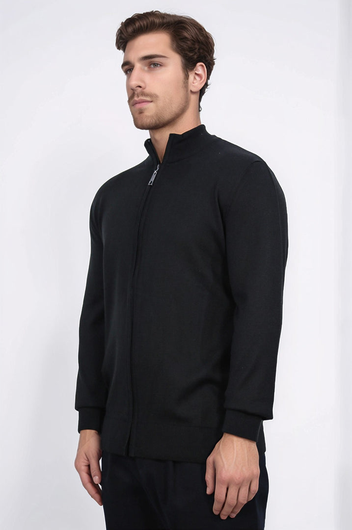 fermuarlı siyah hırka 