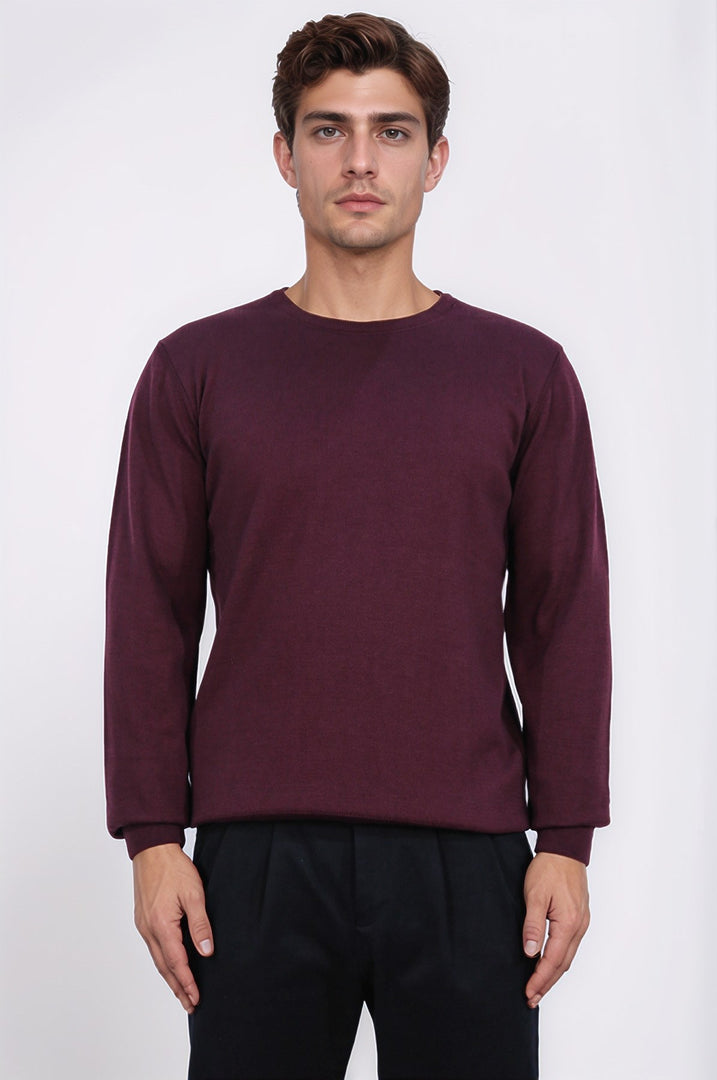 bisiklet yaka bordo triko kazak 