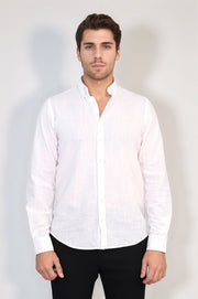 VELVARDE DÜZ KETEN GÖMLEK BEYAZ 