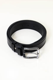 klasik dikişli deri kemer siyah 