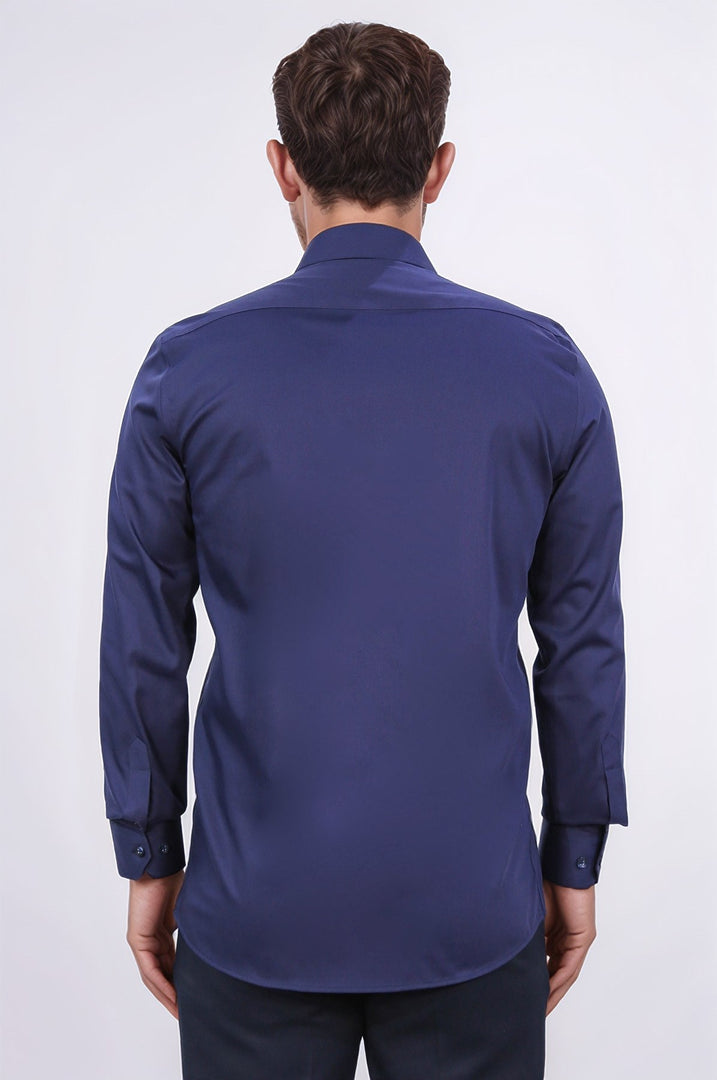 slim fit non-ıron lacivert gömlek 