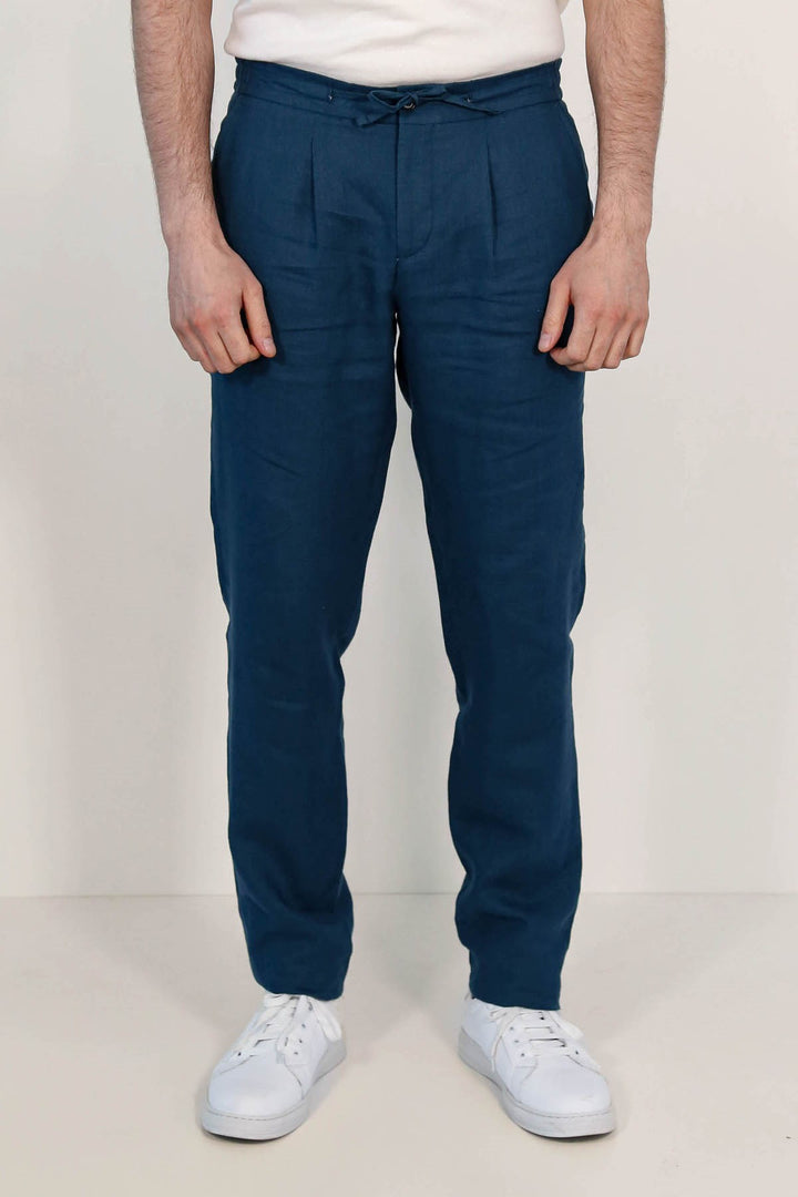 VELVARDE KETEN JOGGER+İPLİ LASTLİKLİ PANT. K.MAVİ
