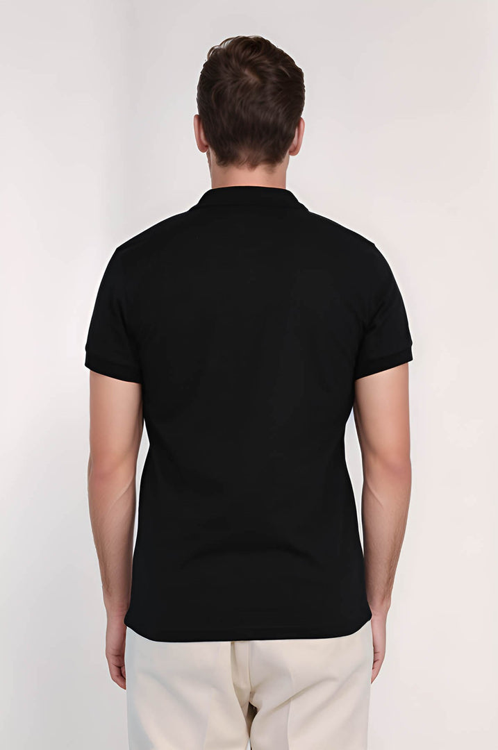 VELVARDE POLO YAKA TSHIRT SİYAH (1815)