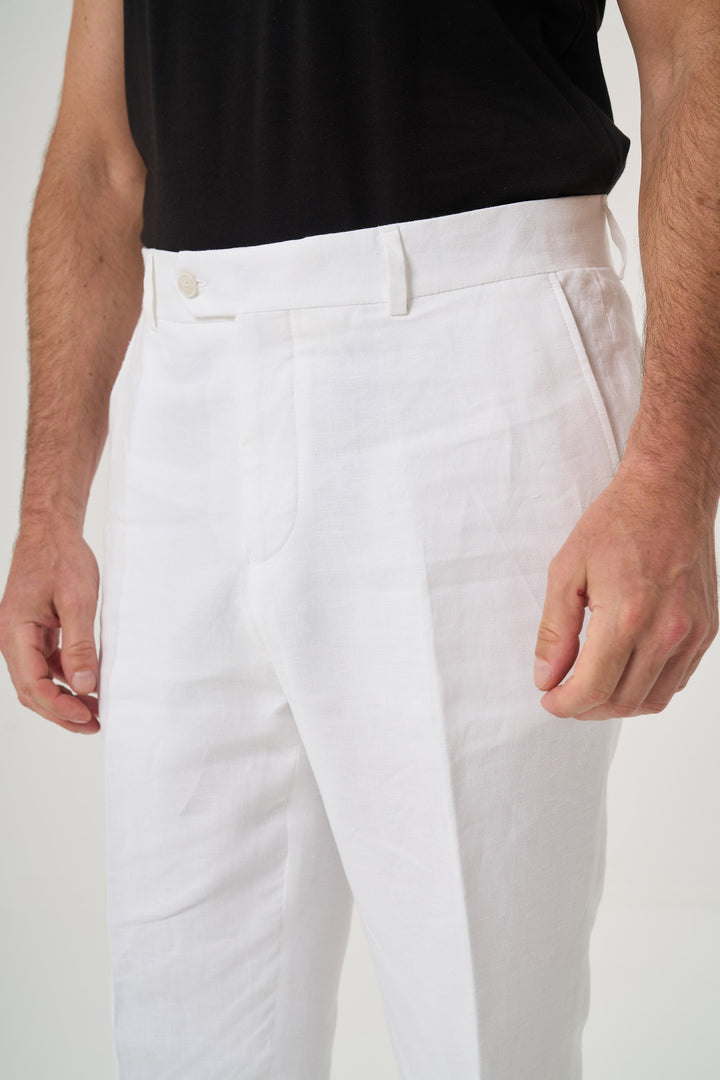 KETEN SLIM PANTOLON BEYAZ