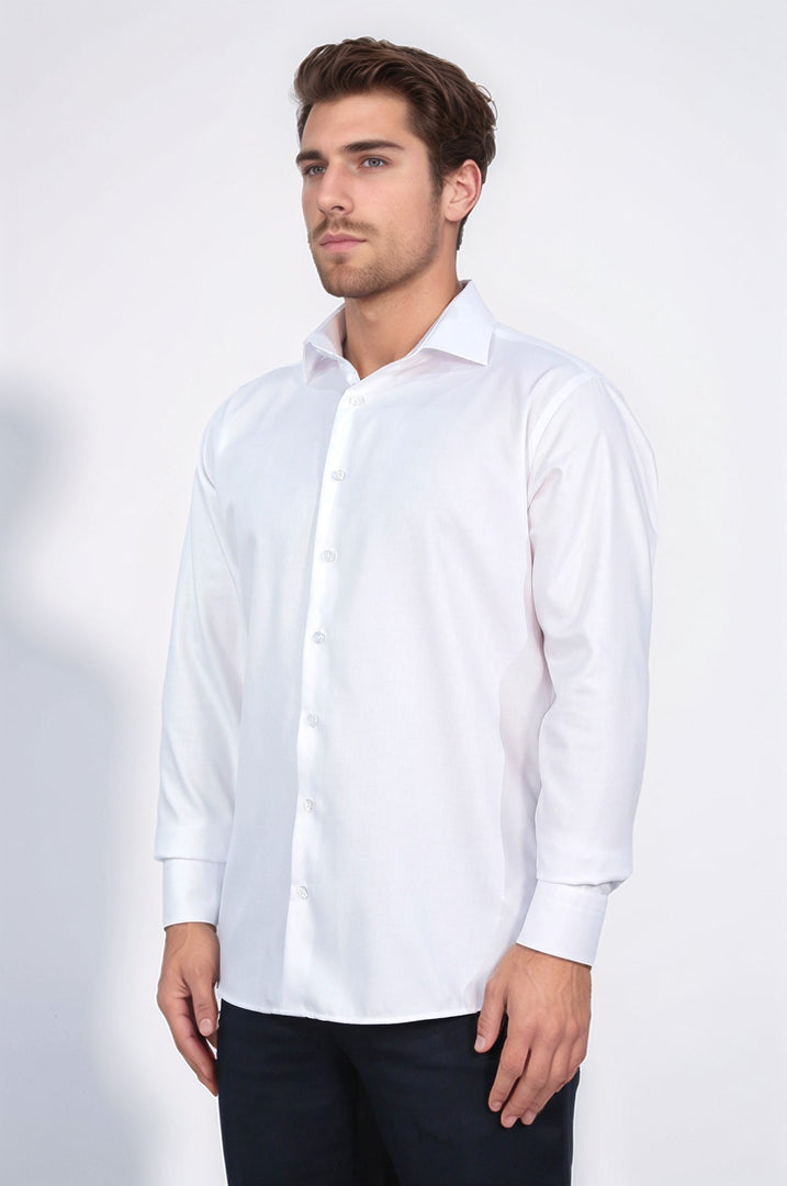 slim fit saten italyan yaka beyaz gömlek