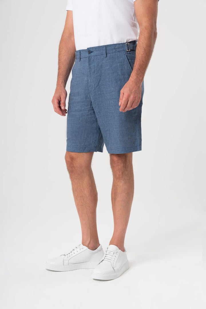 ÇİZGİLİ TOKALI INDIGO SHORT 
