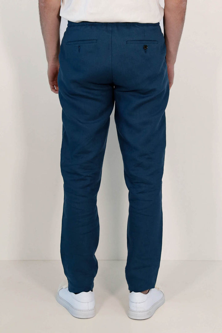 VELVARDE KETEN JOGGER+İPLİ LASTLİKLİ PANT. K.MAVİ