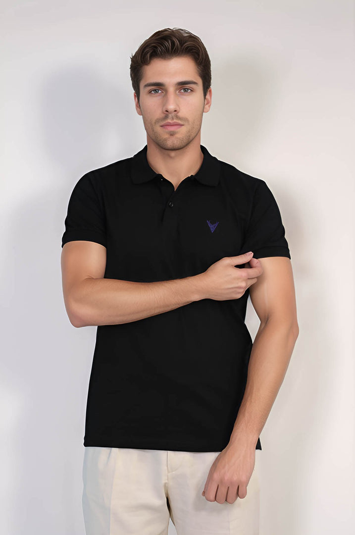VELVARDE POLO YAKA TSHIRT SİYAH (1815)