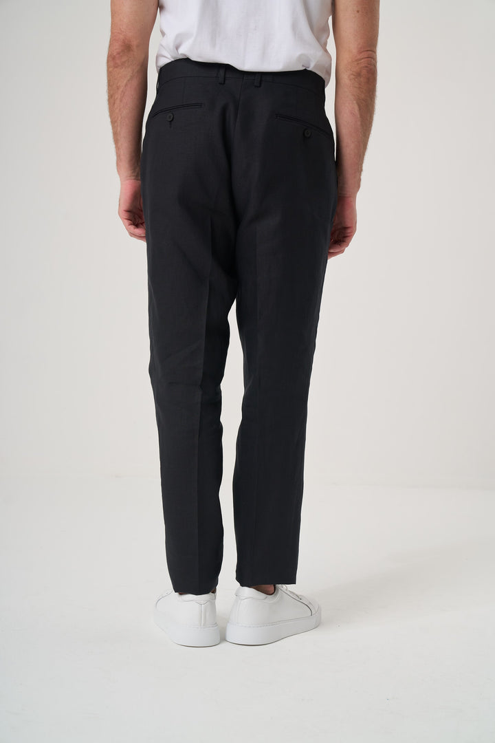 VELVARDE KETEN SLIM SİYAH PANTOLON