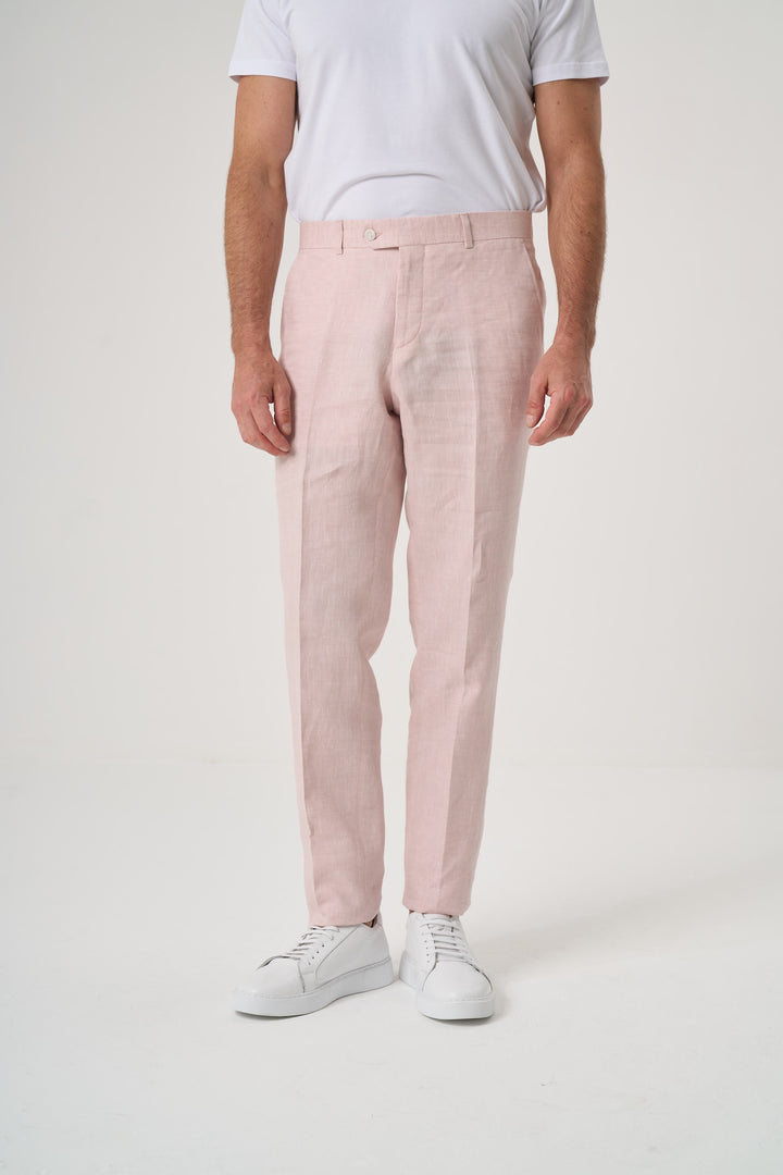  KETEN SLIM PANTOLON PEMBE