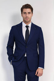 VELVARDE/YÜNLÜ MONO YAKA SLİM TAKIM ELBİSE NAVY  