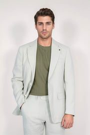 VELVARDE KETEN/MONO YAKA ÇİFT YIRTMAÇ TAKIM YEŞİL