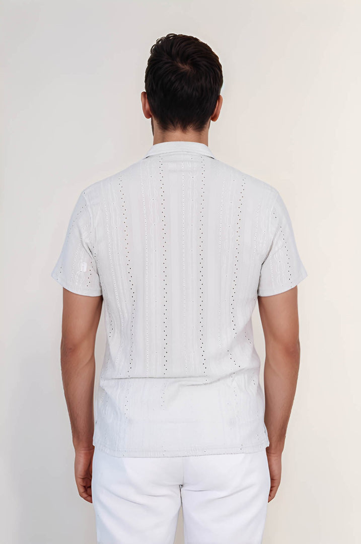 VELVARDE DELİKLİ DÜĞMELİ TSHIRT GRİ