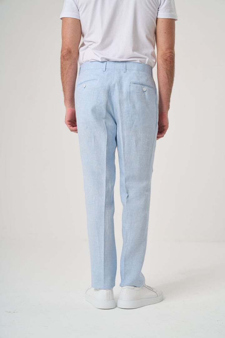 KETEN SLIM PANTOLON AÇIK MAVİ