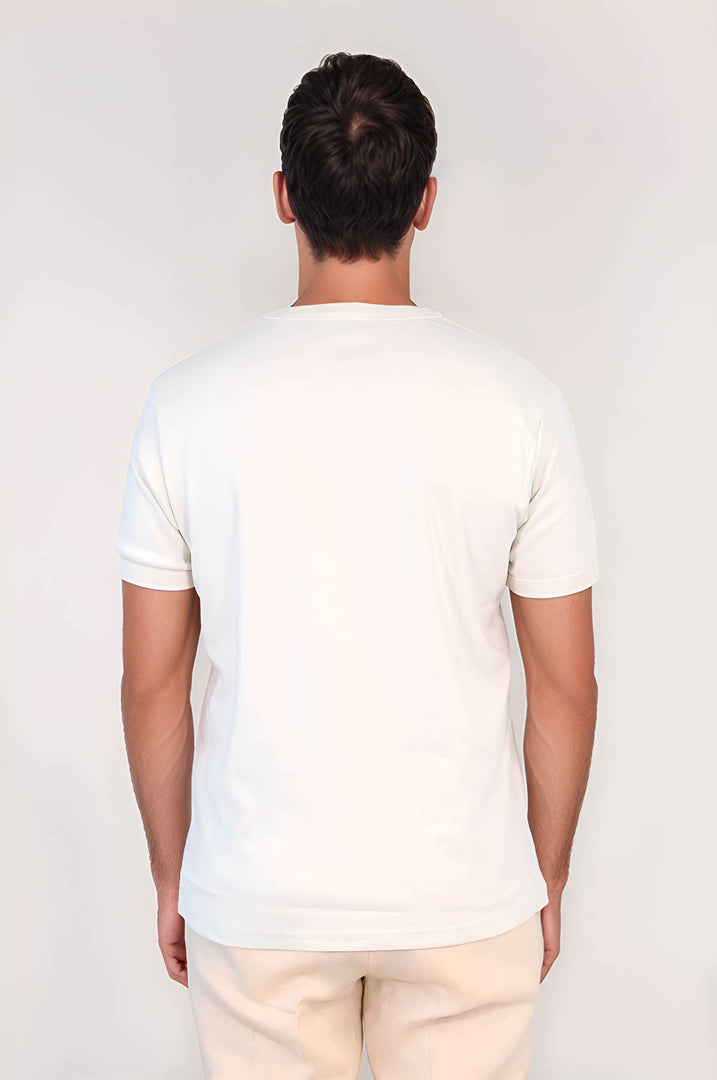VELVARDE DÜZ BİSİKLET YAKA TSHIRT KREM (1881)