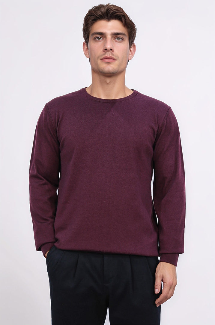 bisiklet yaka bordo triko kazak 