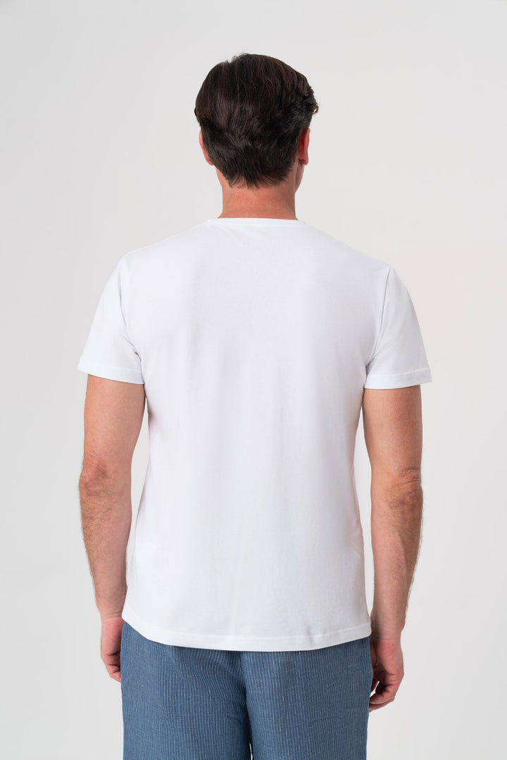 KIRIK BEYAZ KISA KOL T-SHIRT