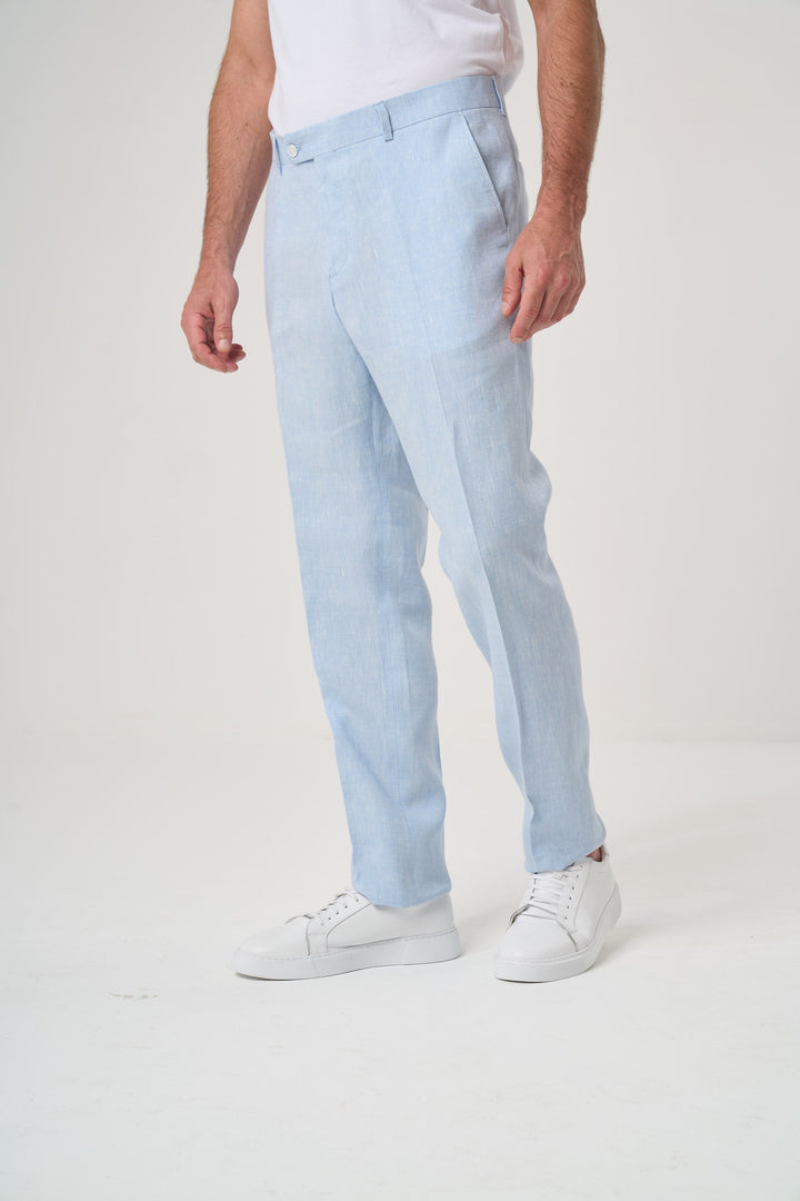 KETEN SLIM PANTOLON AÇIK MAVİ