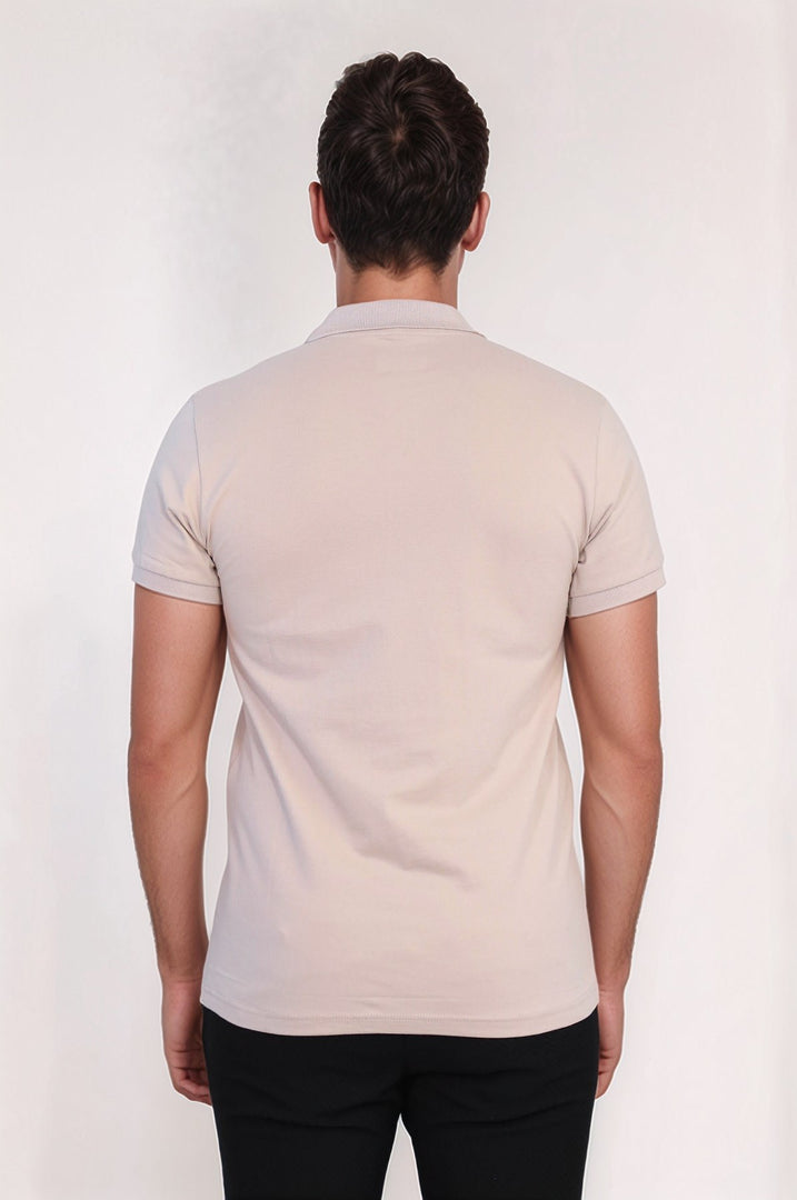 VELVARDE POLO YAKA TSHIRT BEJ (1815)