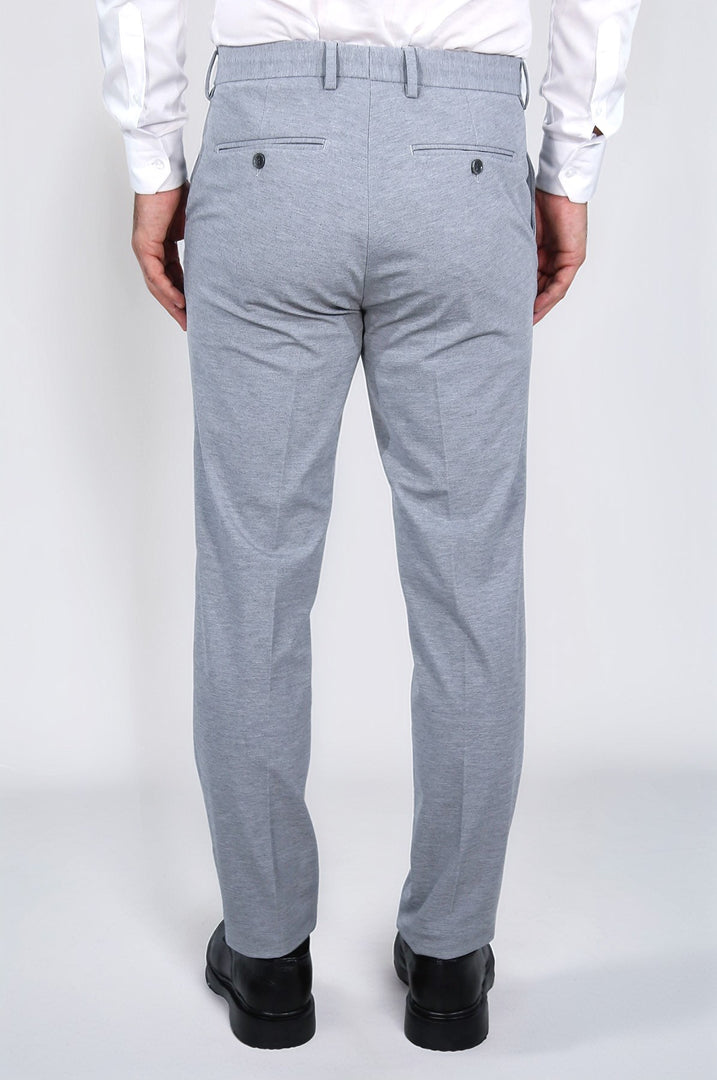 hafif dokulu kendinden kemerli gri jogger tek pantolon 