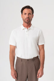 KIRIK BEYAZ POLO YAKA T-SHIRT