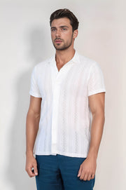 VELVARDE DELİKLİ DÜĞMELİ TSHIRT BEYAZ